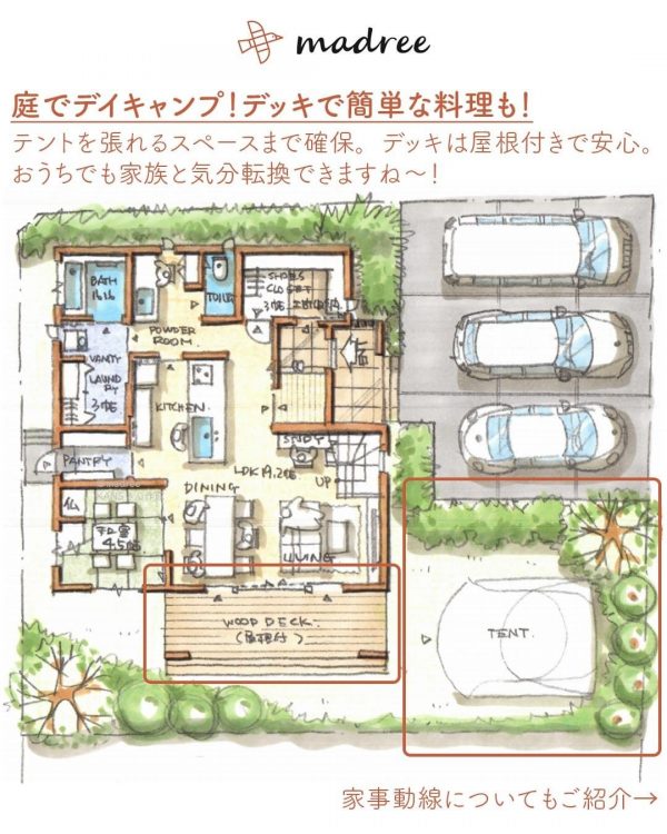 晴れの日はもっと楽しい！庭でデイキャンプできる間取り。2