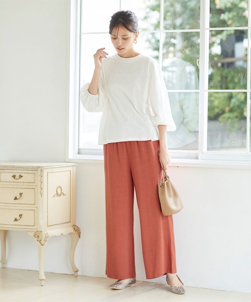 ウエストゴムリラックスワイドパンツ