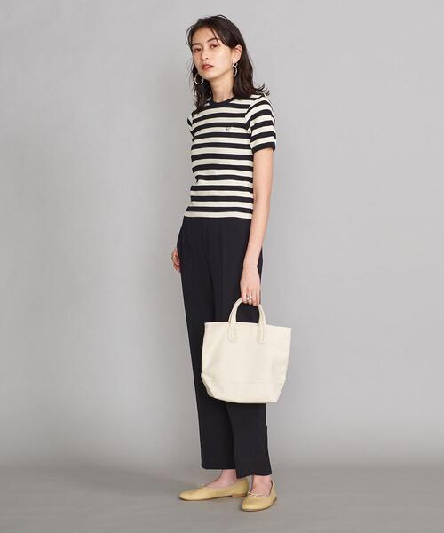 BY スリットバックゴムスリムパンツ