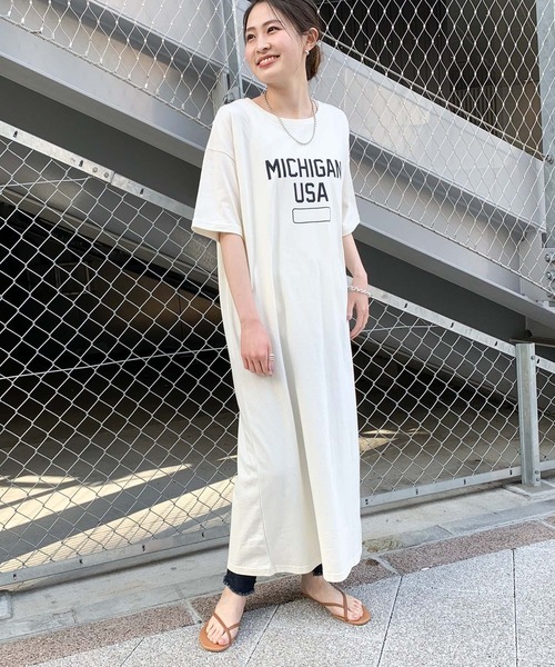 USAコットンロゴマキシワンピ