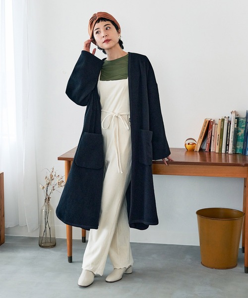 コットンベロアサロペット×ロングカーデ