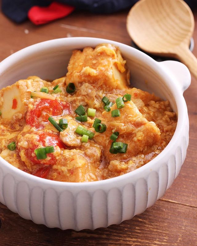 マイルドメニュー!卵でとじる麻婆豆腐