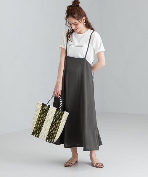 CFC プリント 無地 キャミ サロペット スカート