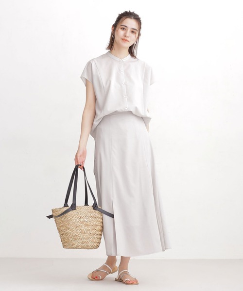 ロングシャツ×フレアスカート セットアップ