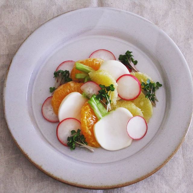 ビーフストロガノフの献立に!カブと柑橘のサラダ