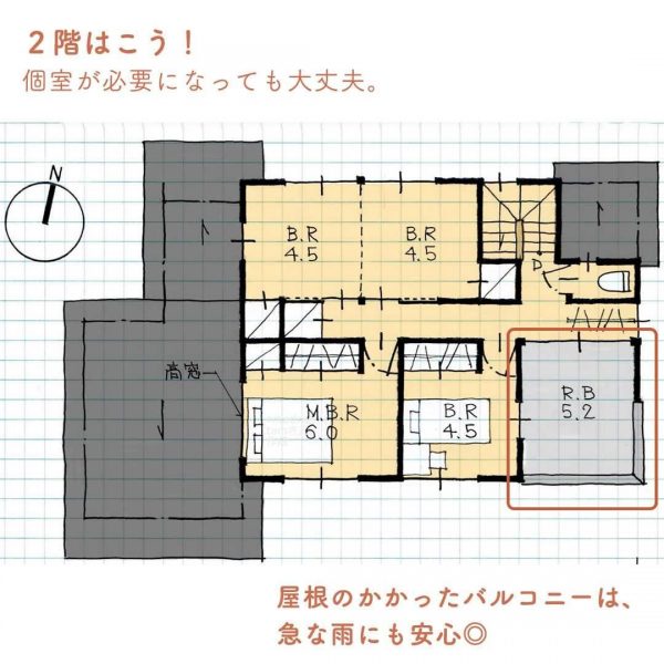 子どもが小さいうちはみんなで寝る！1階の和室が広い5人家族間取り。4