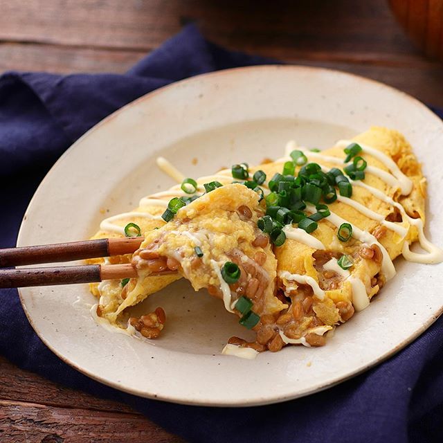 食べやすくなる納豆チーズオムレツ