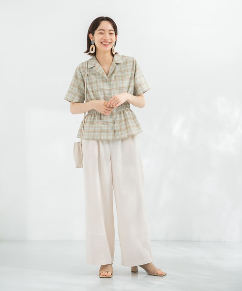 【WEB限定】ウエストギャザーチェックシャツ
