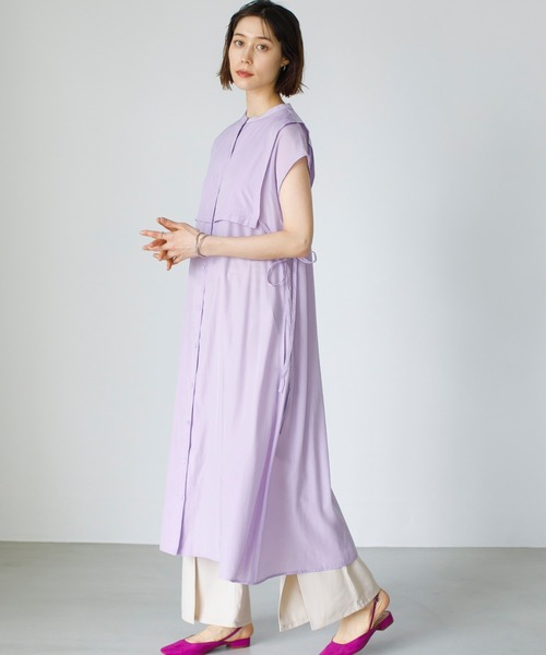 レイヤーフレンチスリーブシャツワンピース*
