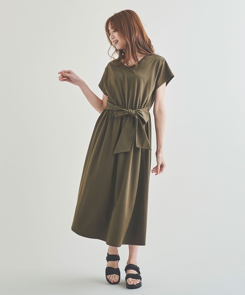 ウエストリボンTシャツワンピース