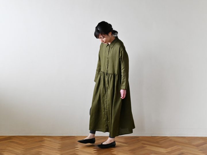 秋のときめき。fog linen work × キナル別注 ウエストギャザーワンピース2