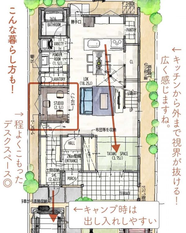 脱衣と洗面をわける！気負わずに手洗いできる間取り。3