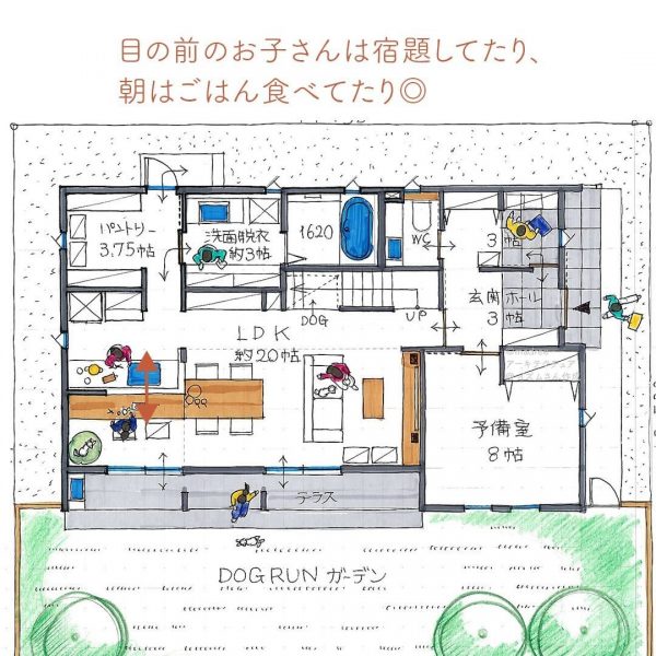 キッチンの居心地がイイ！ドッグランもある間取り。3