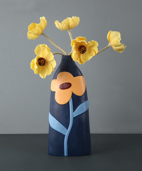 カラフルなお花の陶器花瓶