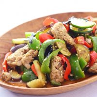 炒め野菜と大豆のお肉のホットサラダのりごま風味