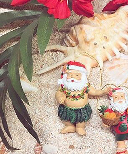 kahiko】Hand Painted Christmas Ornament ハワイアンサンタクロース