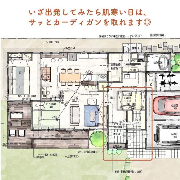 意外と肌寒い！ときに助かる◎玄関にファミクロがあるほぼ平屋。2