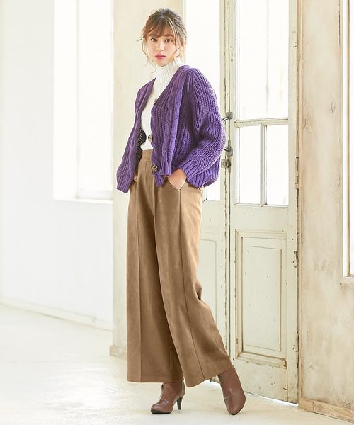 フェイクスエードワイドパンツ
