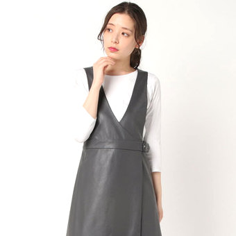 新到着 レイヤードライクレザーワンピース ブラウン 秋 冬 ミニワンピース Www Greenbergdauber Com