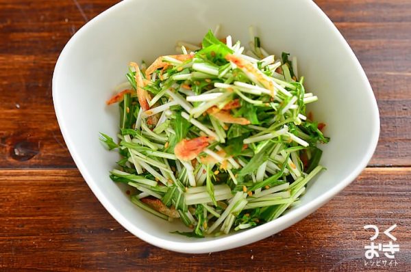 さっぱり味の水菜と桜えびのポン酢サラダ