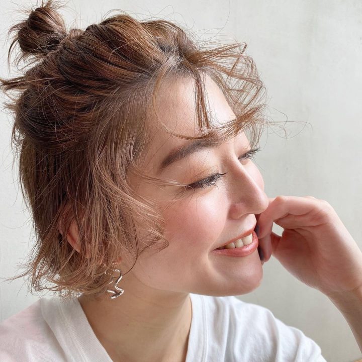 ふわふわハーフアップの時短ヘアアレンジ