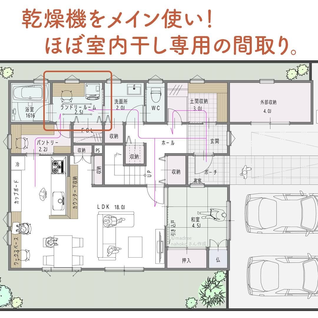 乾燥機をメイン使い！ほぼ室内干し専用の間取り。