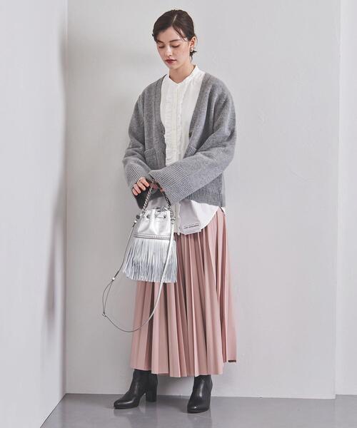 <UNITED ARROWS>フェイクレザー プリーツスカート W