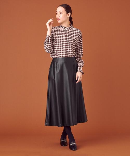 フェイクレザー フレア マキシスカート