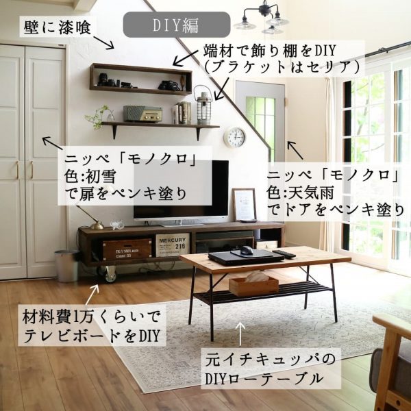 テレビ側リビングDIY