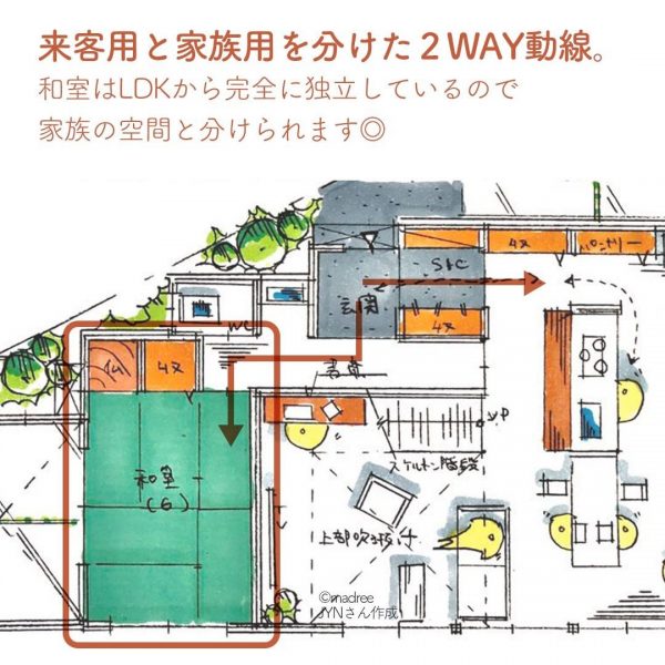 来客が多い方に◎おもてなし動線を完全に分けた家。2