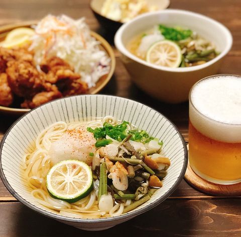 唐揚げ&かけうどん