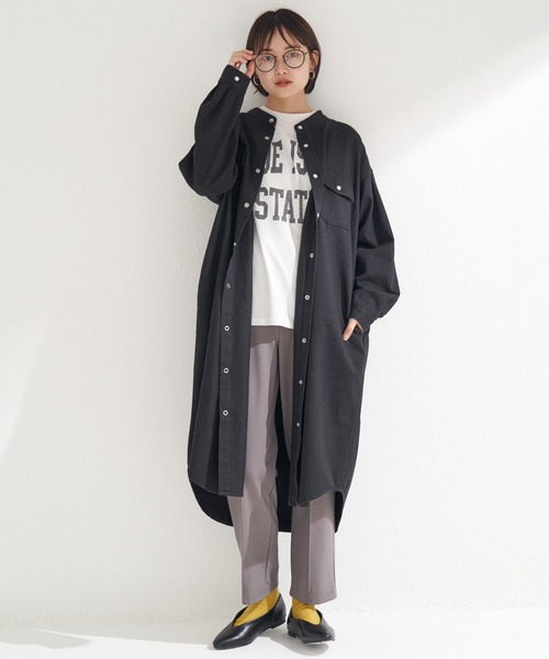 デニムロングシャツワンピース【大きいサイズ対応】
