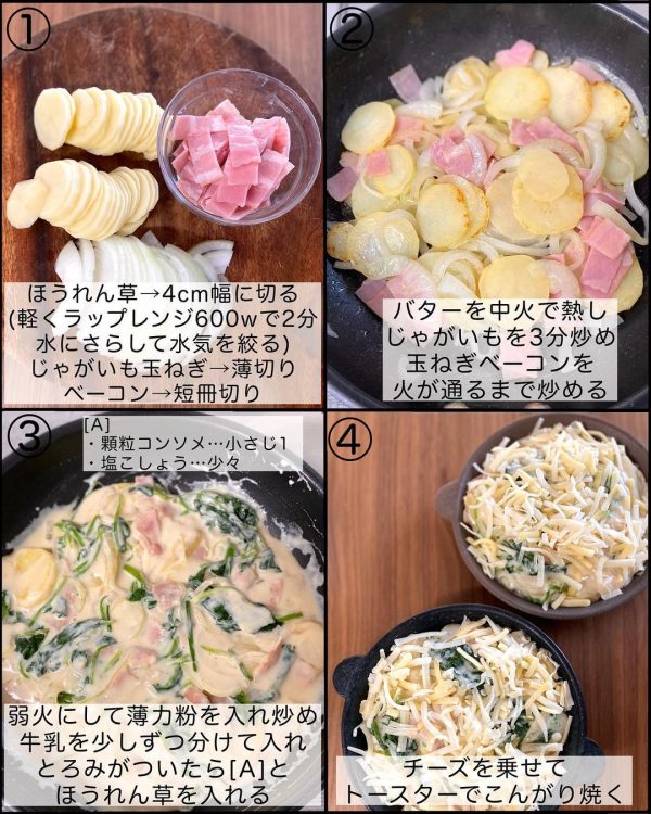 ほうれん草とベーコンのポテトグラタン3