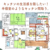 キッチンの生活感を隠したい！半個室のようなキッチン間取り。