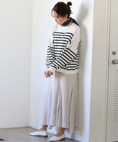 白パンプス×アシメスカートの冬コーデ
