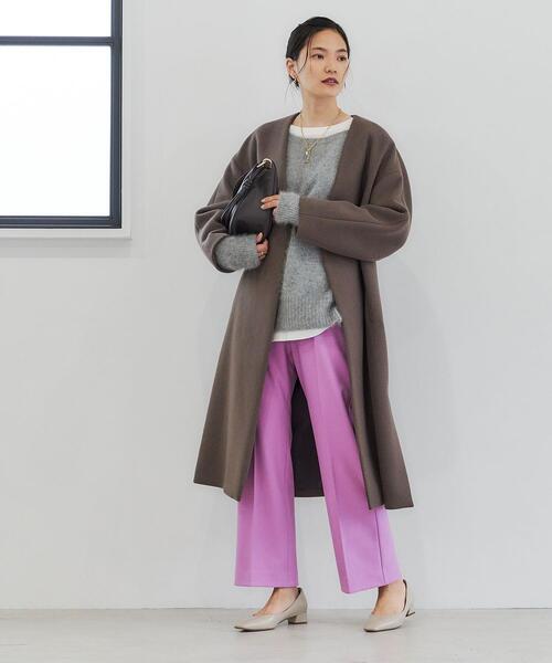 40代女性のための ノーカラーコート で作る冬コーデ 22年の素敵な着こなし Folk