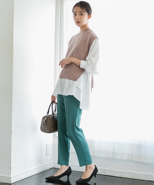 シワになりにくい、スティックパンツ