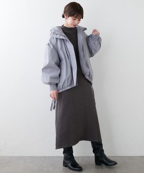 ブルージャケットの冬ファッション