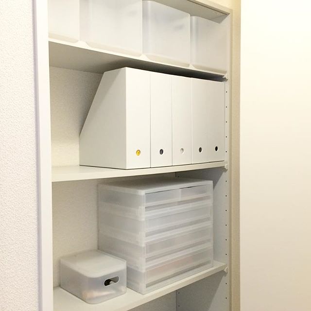 パントリーで文具収納として