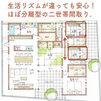 生活リズムが違っても安心！ほぼ分離型の二世帯間取り。
