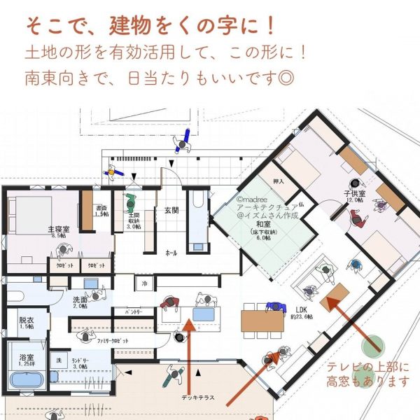 変形地でも快適に！家事ラク動線の平屋。3