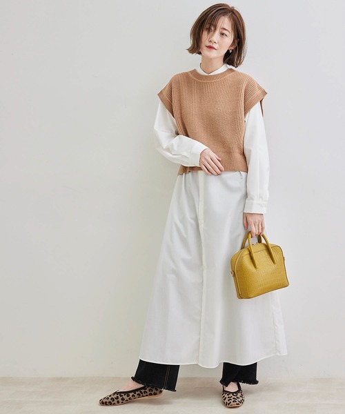 フリンジデニム×ロングシャツワンピース
