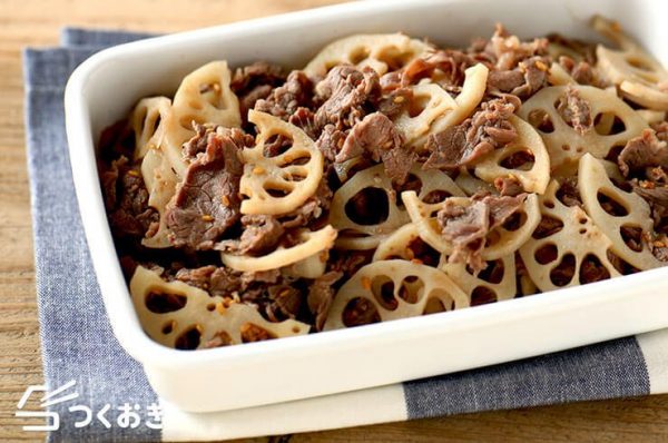 根菜プラスしたいお弁当に牛肉れんこん炒め煮