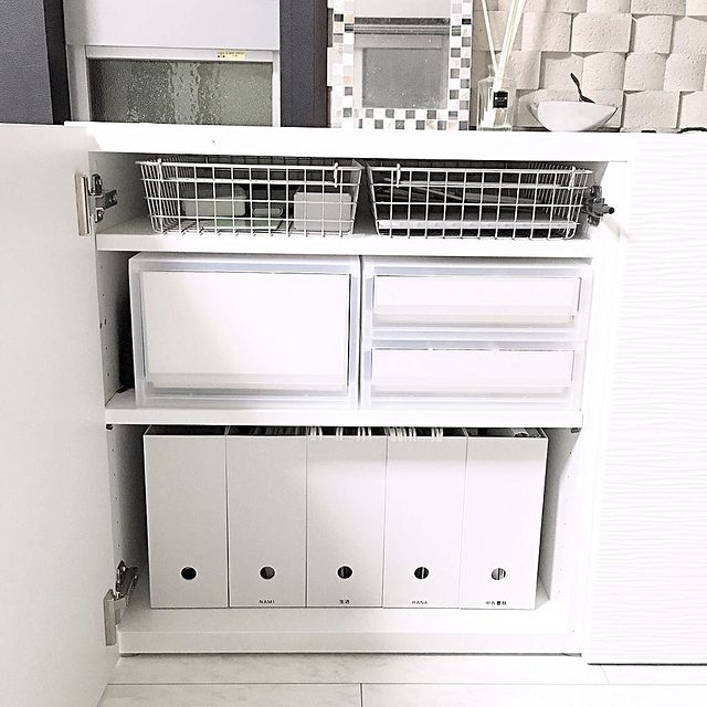 無印良品のステンレスワイヤーバスケット文具収納