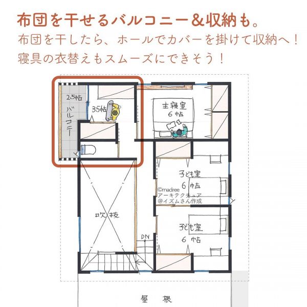 2つの家事動線が便利！家事の時短がかなう間取り。6