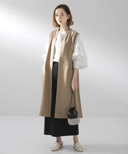 ロングジレ×バックスリット黒タイトスカート