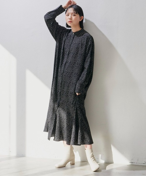 フレアロングシャツワンピース
