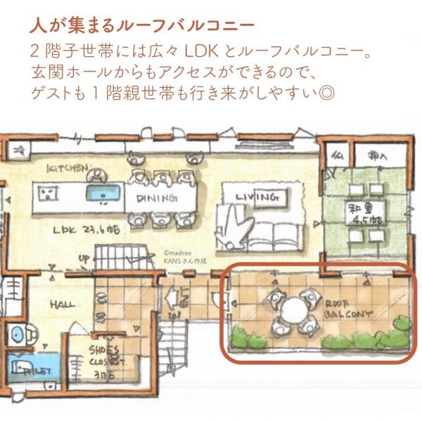 親戚付き合いも◎人が集まる2世帯住宅の間取り3