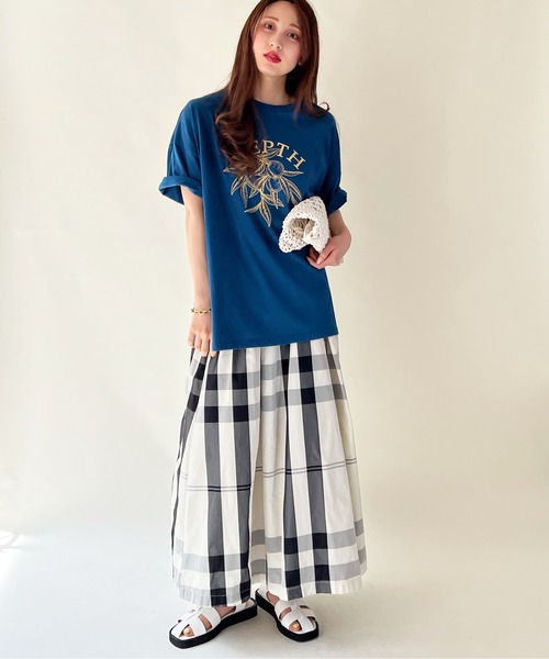 大柄チェックロングスカート
