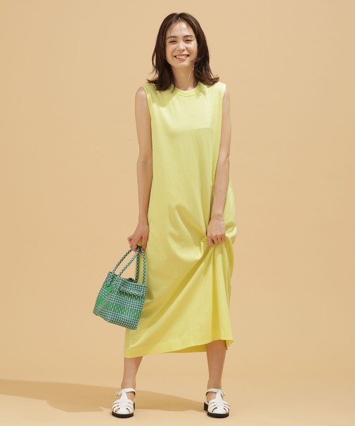 レディースカゴバッグ×ノースリーブロングワンピース